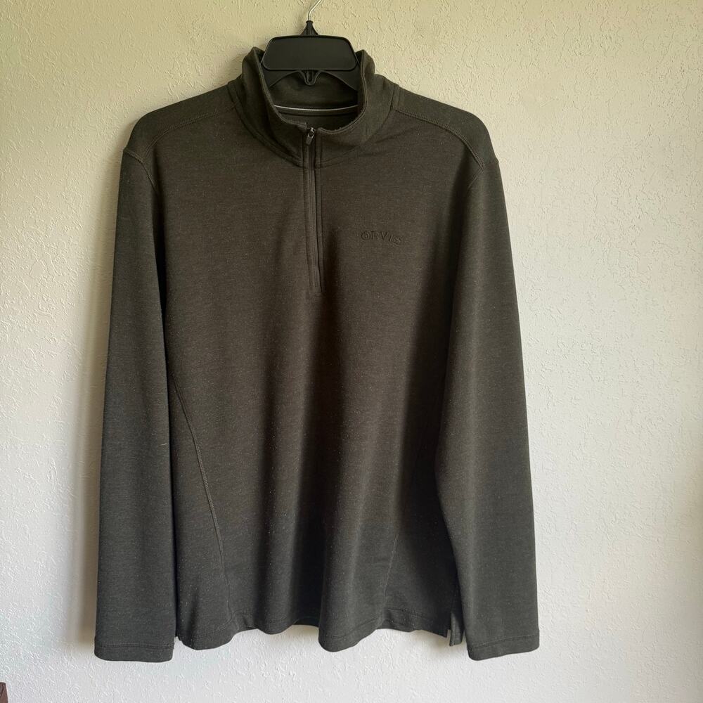 Mens M Green Orvis Classic Outdoor Basic Breathable Outdoor Quarter Zip Pullover